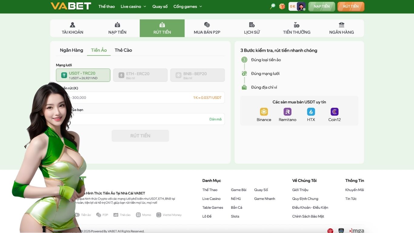 Hướng dẫn chi tiết các cách rút tiền Vabet